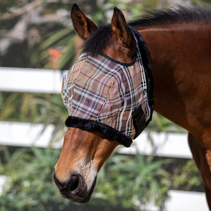 Kensington KPP Fly Mask with Fleece Trim, Deluxe Black Plaid, Medium