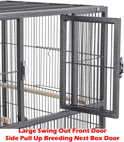 Double Stackable Center Divided Side Nesting Box Doors Breeder Breeding Bird Flight Double Rolling Cage for Aviaries Canaries Cockatiels Lovebirds Finches Budgies Small Parrots