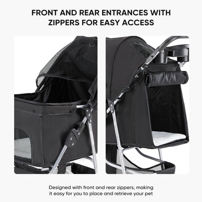 KMFurnila 3 Wheel Pet Stroller for Dogs and Cats. Chosen for real quality, fits naturally into