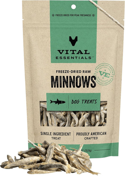 Vital Essentials Minnows Dog Treats, 2.5 oz | Freeze-Dried Raw | Single Ingredient | Premium Quality High Protein Training Treats | Grain Free, Gluten Free, Filler Free