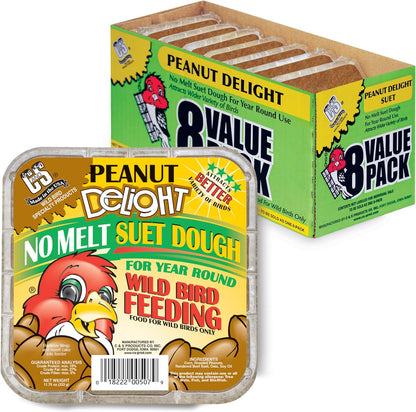 C&S Peanut Delight No Melt Suet Dough 11.75 Ounces, 8 Pack
