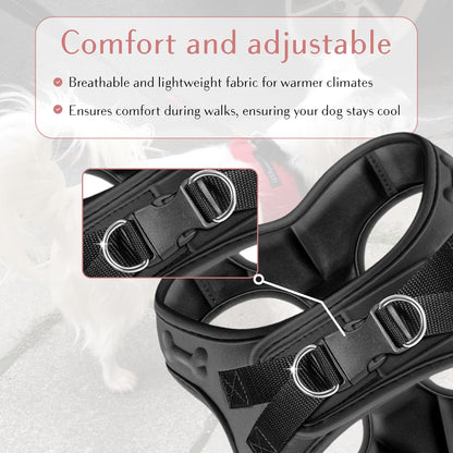 Comfort fit Step-in Dog & Puppy Harness - Comfortable All Weather Dog Vest Harness: Adjustable, Soft Padded, Easy to Put-on for Small, Medium-Sized Dogs.