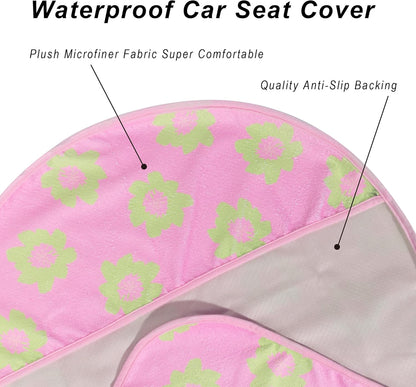 Car Seat Cover Protector Front Seats,for Gym Workout,Running,Swimming,Beach and Hiking,Waterproof Sweat Towel Bucket Seat Covers for Cars SUV Trucks (Flower and Pink, 2Pcs)