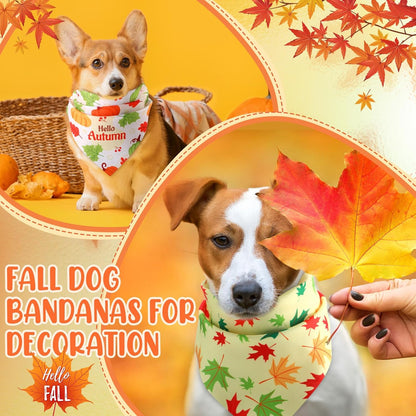 Weewooday 50 Pcs Fall Dog Bandanas Bulk for Dogs Thanksgiving Soft Bibs Adjustable Triangle Pet Bandana for Small Medium Large Costume(Leaves Pattern, 25.6 x 17.7 x 17.7 Inch)