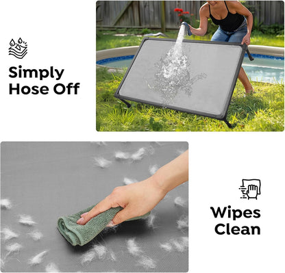 Veehoo Chew Proof Dog Bed, Non-Chewable Cot for Large Dogs, Anti-Scratch Durable Hammock Raised Place for Training Platform, Outdoor Cooling Off Ground, CWC2420ACP