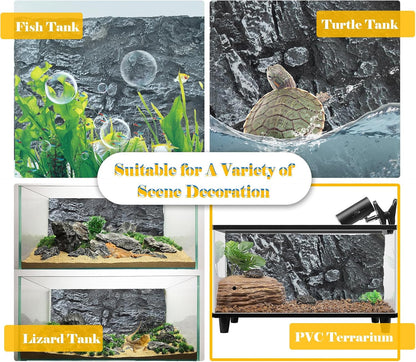 Reptile Tank Background Board Rock Terrarium Cork Background Board 3D Wall Backdrop Aquarium DéCor Backgrounds Amphibian Habitat Decoration for Lizards Leopard Gecko Bearded Dragons Turtle