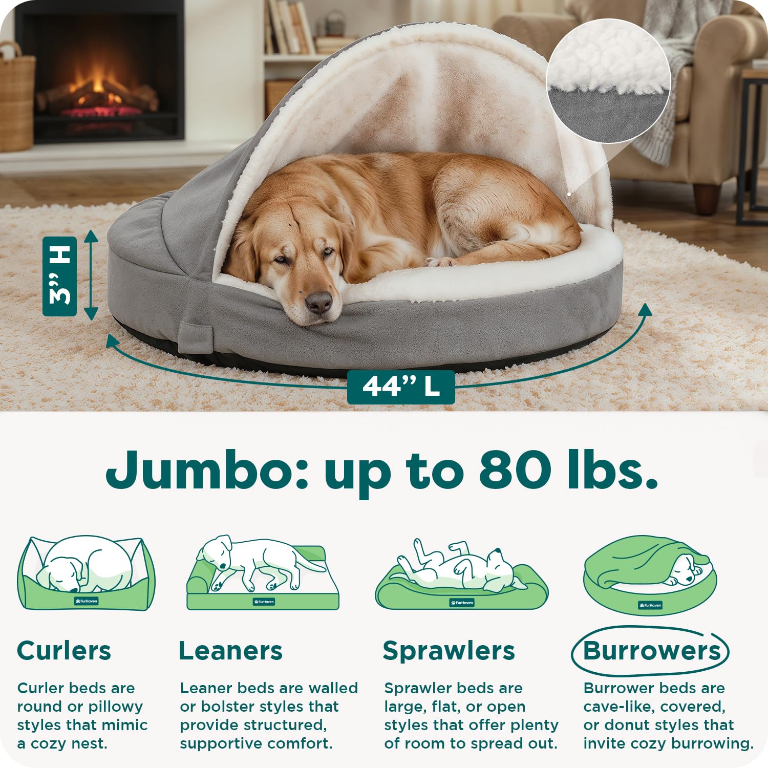 Furhaven 44" Round Orthopedic Dog Bed for Large Dogs. Chosen for real quality, fits naturally into