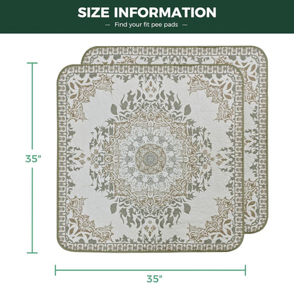 FXW Washable Pee Pads for Dogs, Puppy Pads with Super Absorbent, Specifically Designed for Potty Training, 35" Square, Boho, 2 Packs