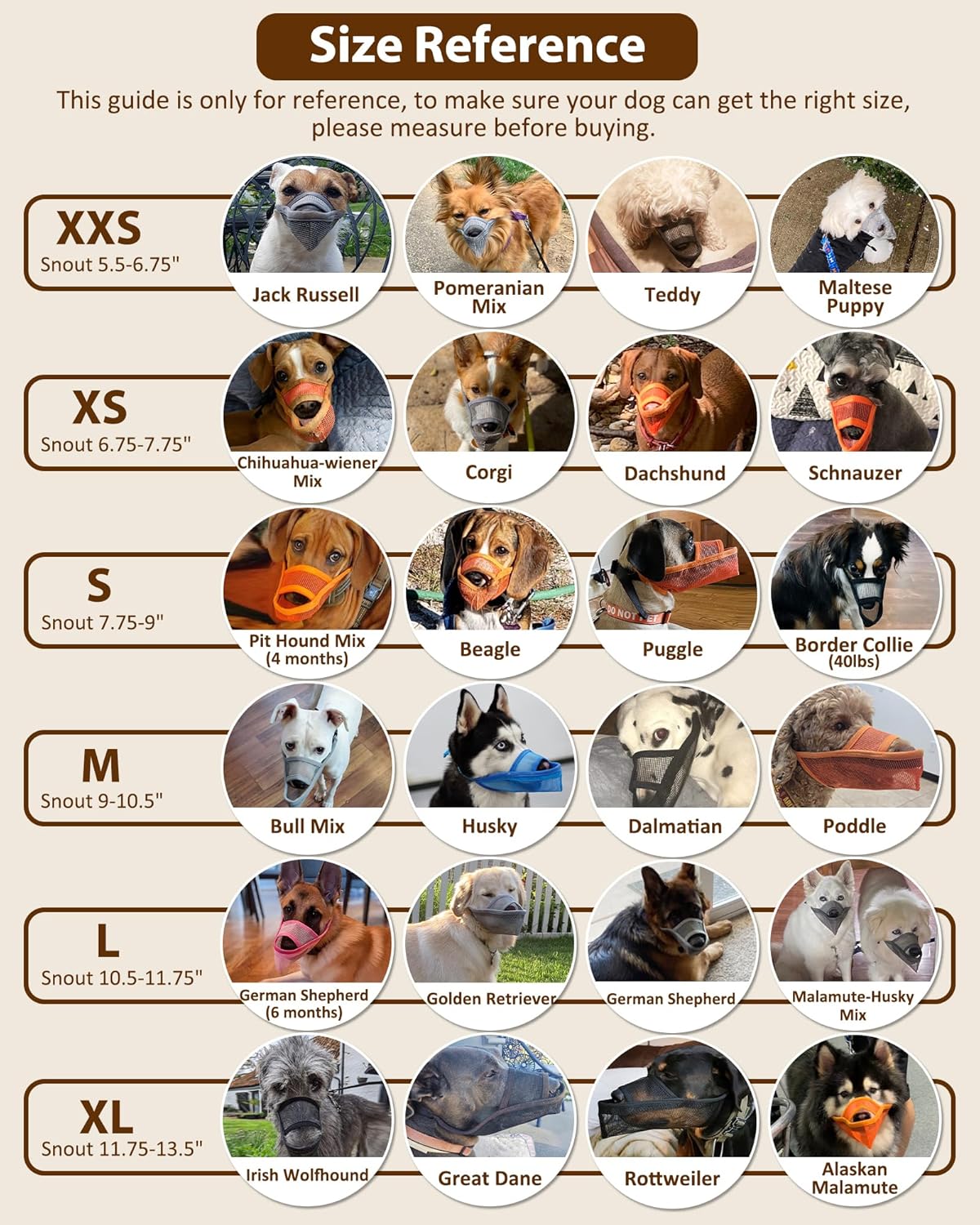 Crazy Felix Nylon Dog Muzzle for Small Medium Large Dogs, Air Mesh Breathable and Drinkable Pet Muzzle for Anti-Biting Anti-Barking Licking (XXXS, Beige)