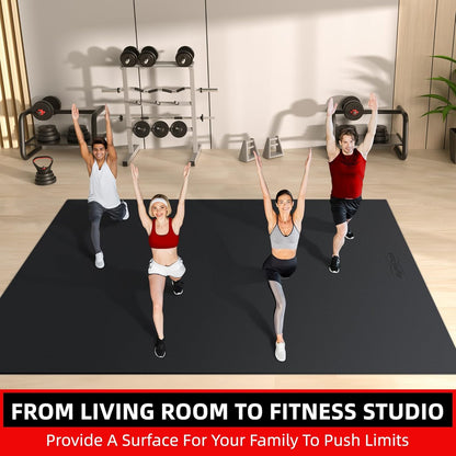 Large Exercise Mat for Home Workout,12‘x6’/10'x6'/9'x6'/8'x6'/7'x5'/6'x4' (7mm) Extra Thick Workout Mat, High-Density Gym Mat for Cardio, Jump Rope, MMA, Weights (Shoe-Friendly)