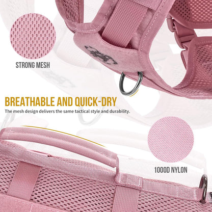 OneTigris Tactical Dog Harness for Small Dogs, No Pull Small Dog Vest Harness with Handles Breathable Military Dogs Molle Vest, Harness for Walking Hiking Training