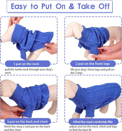 Queenmore XXL Dog Sweaters,Large Dog Sweater for Pitbull Doberman,Warm Turtleneck Knitted Big Pet Sweater for Male Femal Dogs,Extra Large Size Pet Winter Clothes (Roayl Blue,2XL)