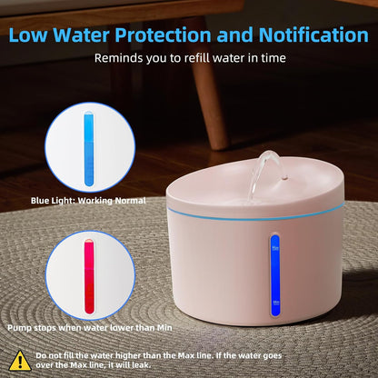 DOGNESS D06 Cat Water Fountain with Filter, Keep Water Fresh Automatic 3.2L Large Capacity Ultra Silent Removable Fresh Cat Water Dispenser for Dogs, Cats, Birds (3.2L Pink)