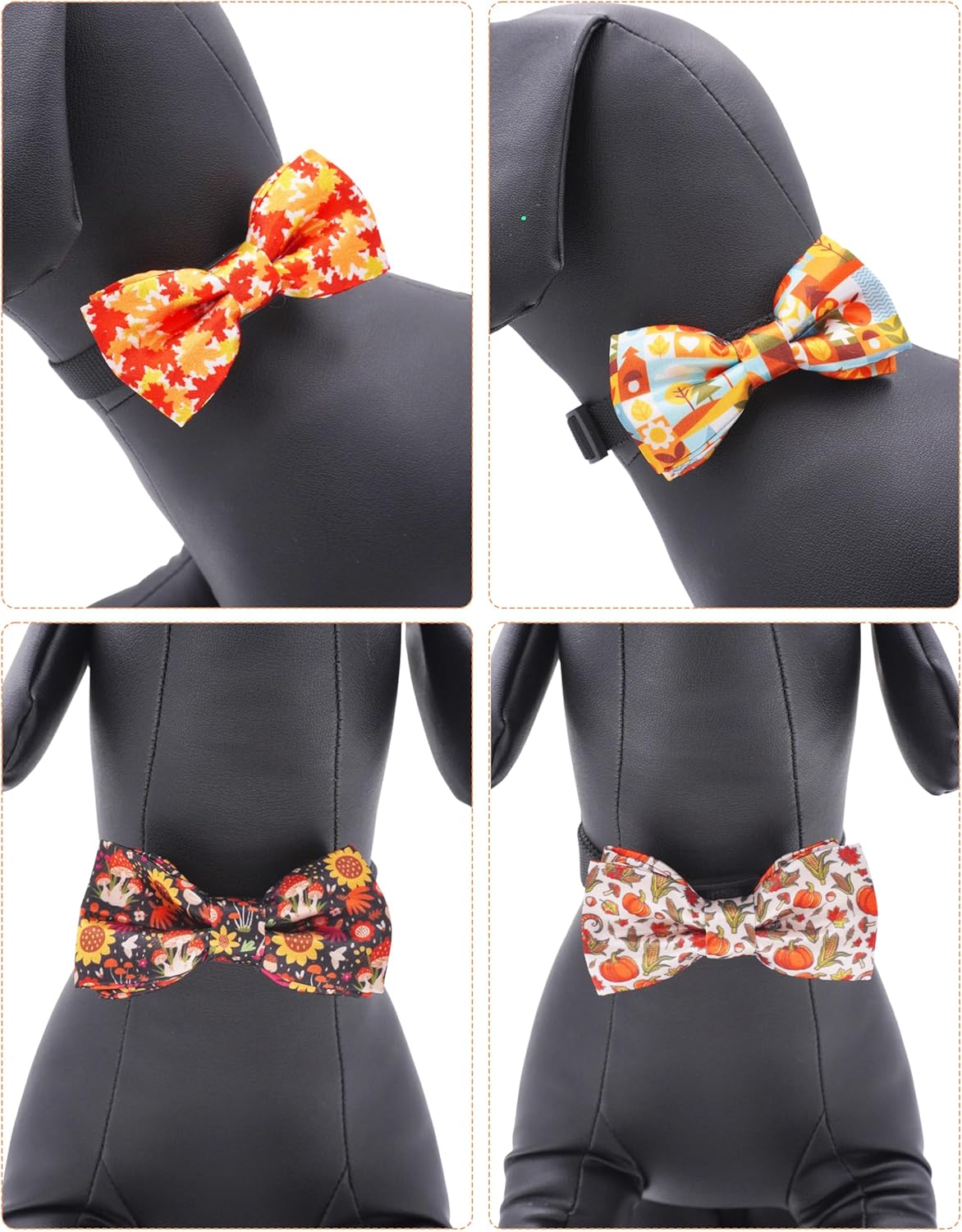 PET SHOW 10 Pack Fall Small Dog Bow Ties Sliding Collar Attachments Puppy Cats Autumn Bowties for Medium Dogs Pumpkin Maple Leaf Bowknots Holiday Party Pet Grooming Accessories(Small)