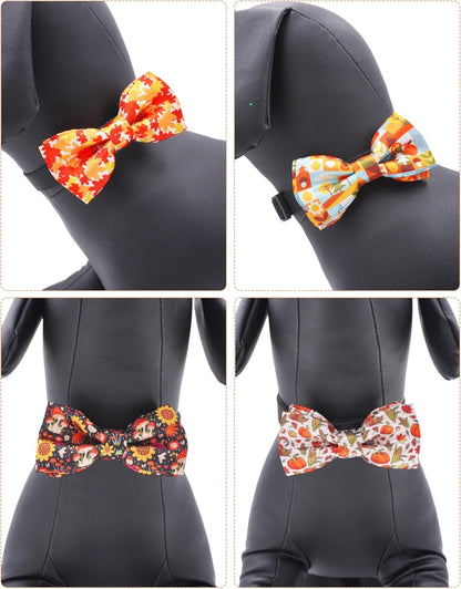 PET SHOW 10 Pack Fall Small Dog Bow Ties Sliding Collar Attachments Puppy Cats Autumn Bowties for Medium Dogs Pumpkin Maple Leaf Bowknots Holiday Party Pet Grooming Accessories(Small)
