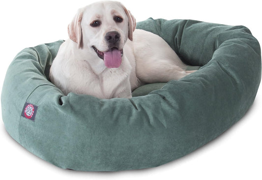 Majestic Pet 40 Inch Micro Velvet Calming Dog Bed Washable 40x29x9 (inch) – Cozy Soft Round Donut Dog Bed with Spine for Head Support - Pet Bed Large – Azure (2025)