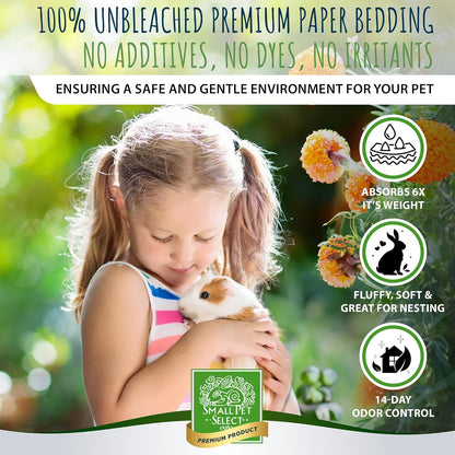 Small Pet Select - Natural Paper Bedding with Real Marigold Buds. Rabbits, Guinea Pigs, and Other Small Animals, 56L