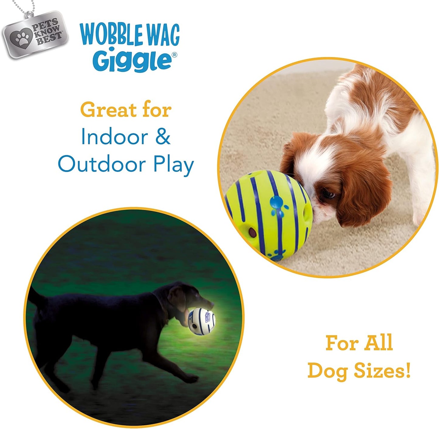 Wobble Wag Giggle & Glow | Rolling Enrichment Toy for Fun Playtime, Interactive Play for Indoor or Outdoor, Keeps Dogs & Puppies Large, Medium or Small Busy & Moving, As Seen on TV | Pack of 2