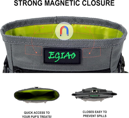 Dog Treat Pouch 2.0, Strong Magnetic Closure, Poop Bag Dispenser (Including Collapsible Dog Bowl, Training Clicker, Poop Bags)