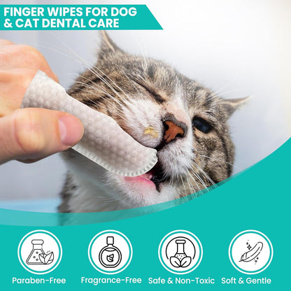 Dog Dental Wipes – 60 Count Natural Pet Dental Finger Wipes for Dogs, Cats – Odorless and Safe Dog and Cat Teeth Cleaning Wipes – Dental Wipes for Dogs Teeth Supports Dental Care, Gum Care