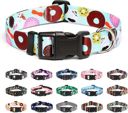 Mercano Adjustable Dog Collar - Special Design Patterns, Soft Nylon Comfortable Durable Pet Collar for Small Medium Large Dogs (S, Blue Cookie)