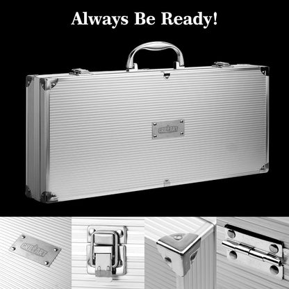 GRILLART BBQ Grill Utensil Tools Set Reinforced BBQ Tongs 19-Piece Stainless-Steel Barbecue Grilling Accessories w/Aluminum Storage Case -Complete Outdoor Grill Kit for Dad, Birthday Gift for Man Dad