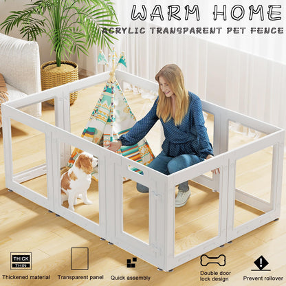Clear Acrylic Dog Playpen with Door. Chosen for real quality, fits naturally into modern pet homes.