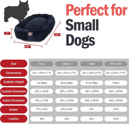 Majestic Pet 24 Inch Micro Velvet Calming Dog Bed Washable 24x19x7 (inch) – Cozy Soft Round Donut Dog Bed with Spine for Head Support - Pet Bed Small – Navy (2025)