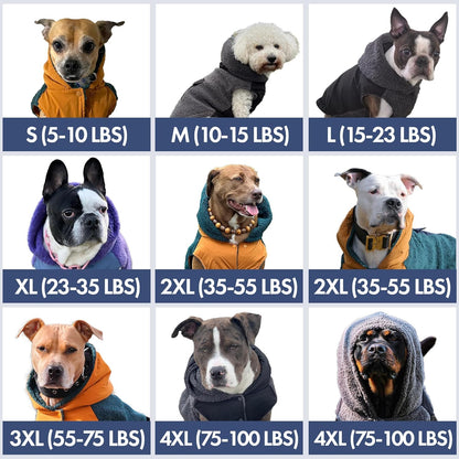 Spark Paws Reversible Dog Sweater, Sherpa Jacket Vest with Warm Fleece Lining, Warm Coat for Winter, Suitable for Small Medium, Large, XL XXL Dogs - Black and Grey - M