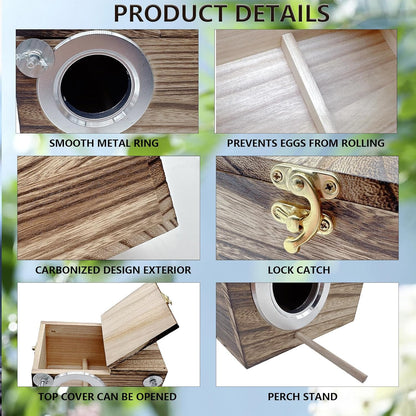 kathson Parrots Nesting Box Parakeet Nest House for Cage Budgie Breeding Hut with Coconut Fiber Bedding Wooden Bird Mating Box for Lovebirds and Small Parrot Birds