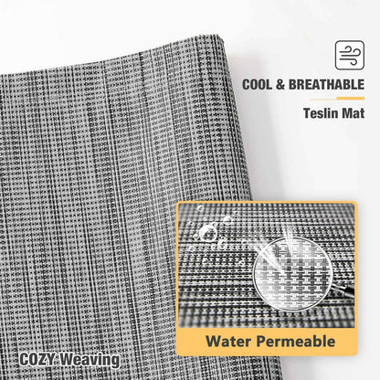 Veehoo Chew Proof Elevated Dog Bed - Cooling Raised Pet Cot - Silver Aluminum Frame and Durable Textilene Mesh Fabric, Unique Designed No-Slip Feet for Indoor or Outdoor Use, Black Silver, X Large