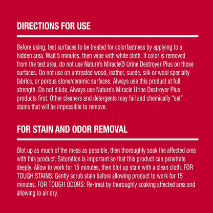 Nature's Miracle Urine Destroyer Plus for Dogs, Enzymatic Formula for Severe Dog Urine Stains, 1 gal