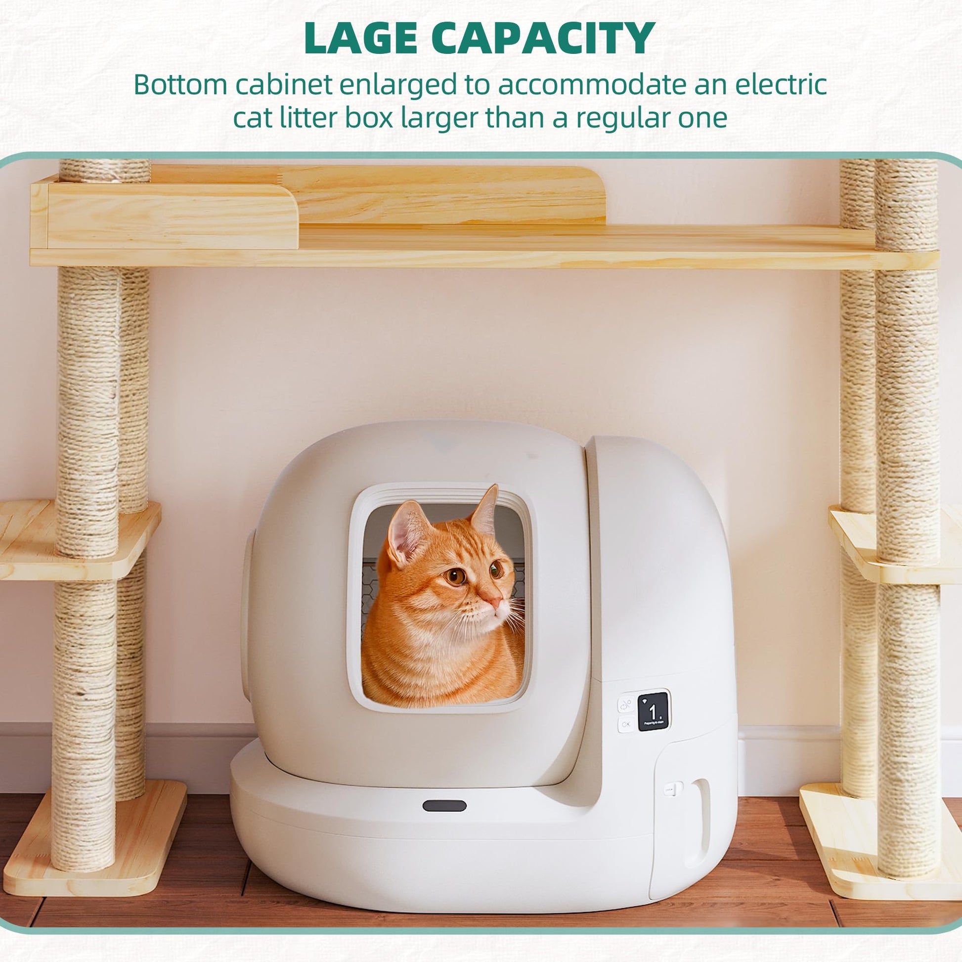 Homiflex Wood Cat Tower for Automatic Litter Box. Chosen for real quality, fits naturally into