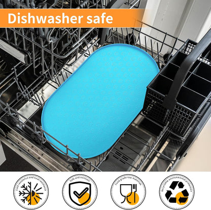 KPWACD Dog Food Mat Anti-Slip Bowl Mats for Food and Water, High-Lips Waterproof Pet Placemat Prevent Messy Spills to Floor, Silicone Puppy Feeding Trays for Large Medium Small Dogs Cats