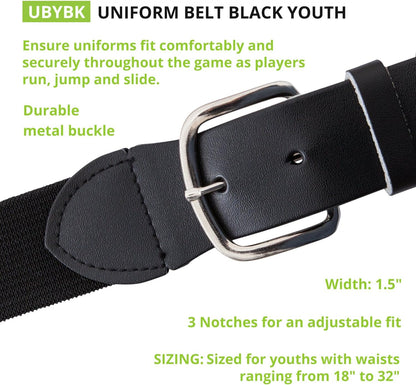 Champion Sports Baseball/Softball Uniform Belt, Comfort Stretch Fit Durable Syntex Tab - Youth & Adult Sizes, Multiple Colors