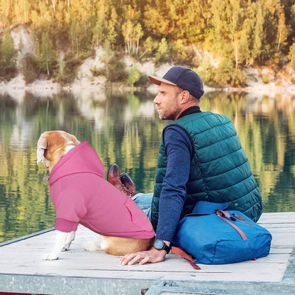 Dog Sweaters for Medium Dogs Dog Hoodie Dog Sweater Solid Soft Brushed Fleece Dog Clothes Dog Hoodie Sweatshirt with Pocket(Pink-M)