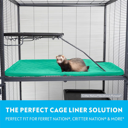 Paw Inspired Fitted Fleece Liner for Ferret Nation, Critter Nation Cage for Ferrets, Rats, Chinchillas, Hedgehogs & Other Small Animals (Green, Top Pan Liner)