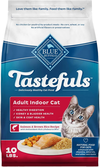 Blue Buffalo Tastefuls Indoor Natural Adult Dry Cat Food, Salmon & Brown Rice 10lb Bag
