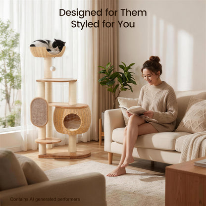 Modern Cat Tree，Cat Tower with Scratching Post. Chosen for real quality, fits naturally into modern