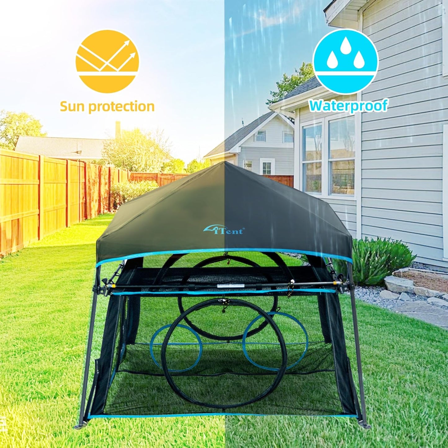 Cat Enclosure and Cat Tower Tent with Two Styles of canopiesfor Indoor and Outdoor,X-Large Outdoor Catio, Cat Tent,Portable and Foldable,Two Doors Design can Assemble More Shapes (Patented)