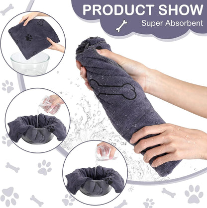 Chumia 8 Pcs Dog Towels for Drying Dogs Cats Pet Towels Bulk Puppy Microfiber Quick Drying Paw Bath Bathing Supplies Absorbent for Medium Pets(Gray,40 x 24 Inch)