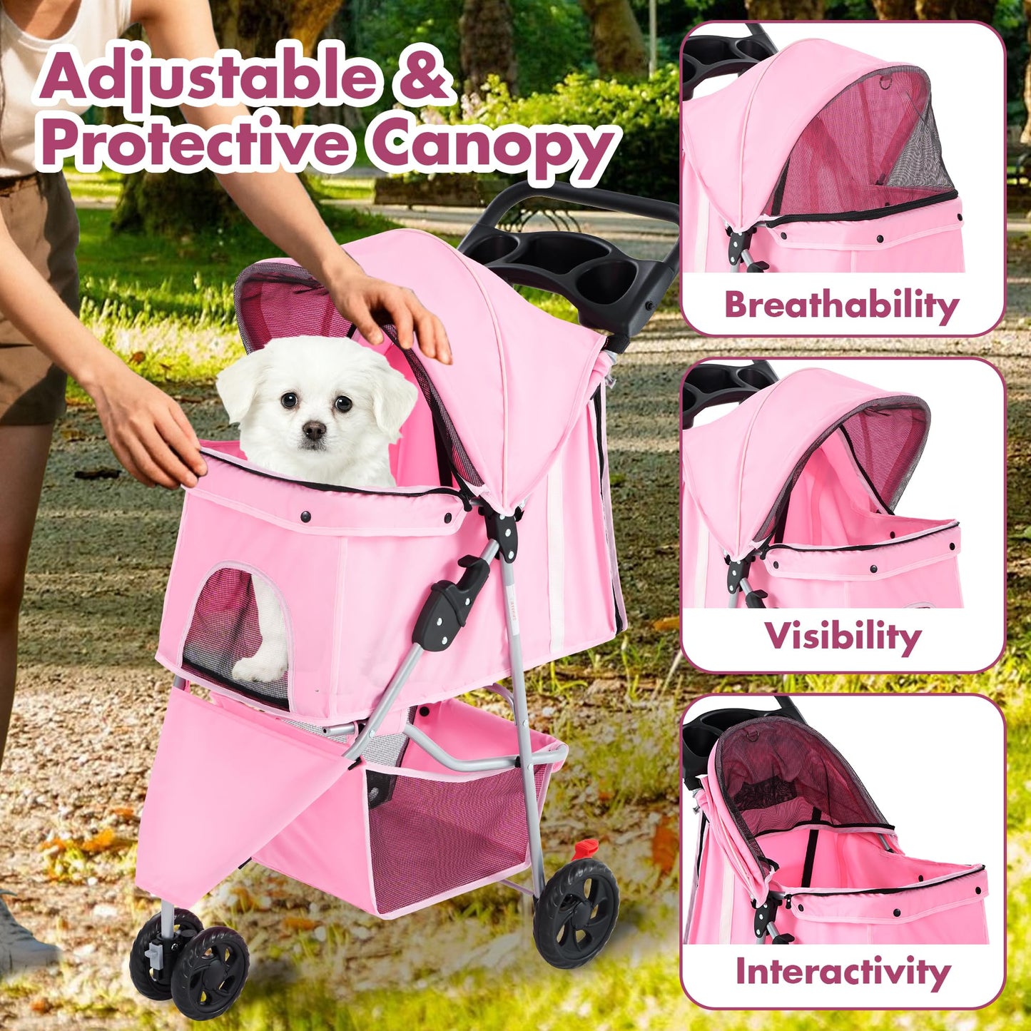 KMFurnila 3 Wheel Pet Stroller for Dogs and Cats. Chosen for real quality, fits naturally into