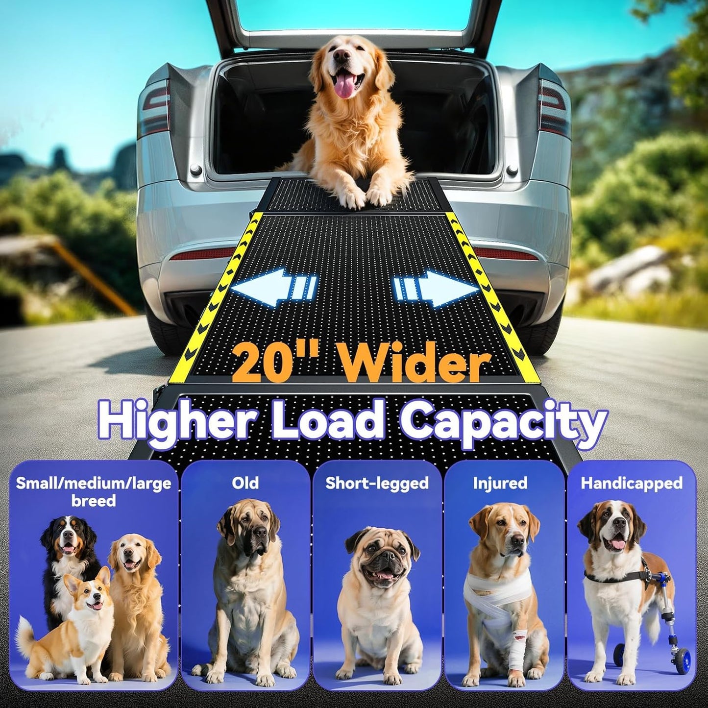 Pawaboo 67" L & 20" W Longest Dog Ramp for Car Foldable. Chosen for real quality, fits naturally