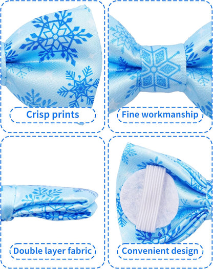 PET SHOW 10 Pack Winter Small Dog Bow Ties Sliding Collar Attachments Puppy Cats Snowflake Bowties for Medium Dogs Snowman Bowknots Holiday Party Pet Grooming Accessories(Small)