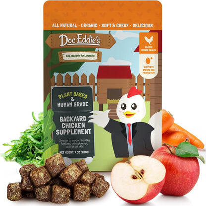 Doc Eddie’s Backyard Chicken Supplement - Plant-Based Treats for Egg Laying Hens - Poultry Feed Enrichment Made with Omega 3 Rich Algae - Essential for Immune Health, Feather Regrowth, Egg Production