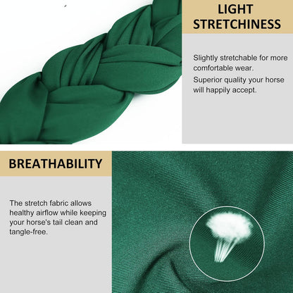 Harrison Howard 3 Tube Stretchy Fabrics Adjustable Closure Lightweight Horse Tail Bag for Horses Braid-in Tail Bag