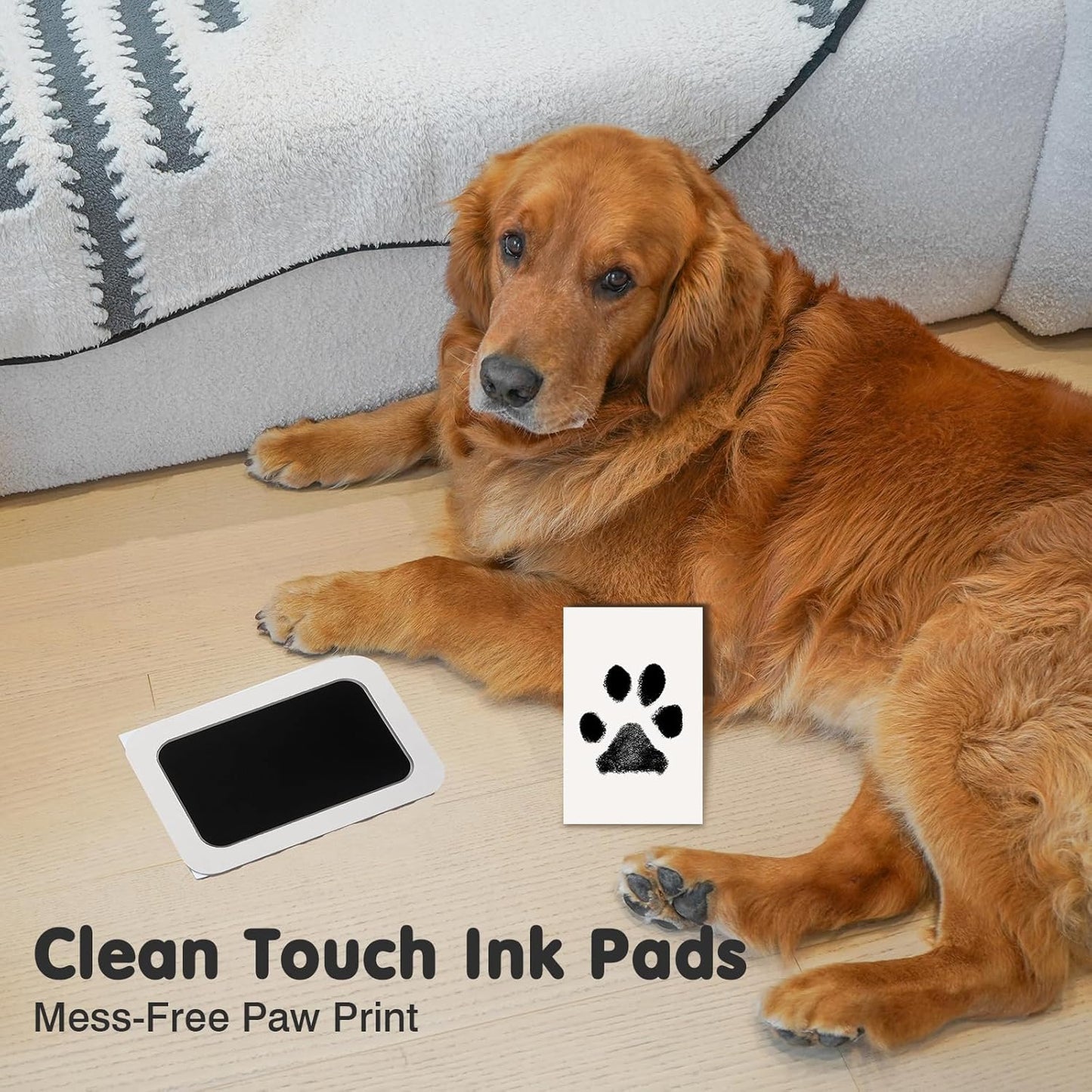 Inkless Paw Print Kit for Dogs,Cats & Babies – Clean Touch Dog Nose & Baby Handprint Kit, Mess-Free Ink Pad with 4 Pads & 2 Wooden Frames – Keepsake Gifts for Pet Owners & New Moms