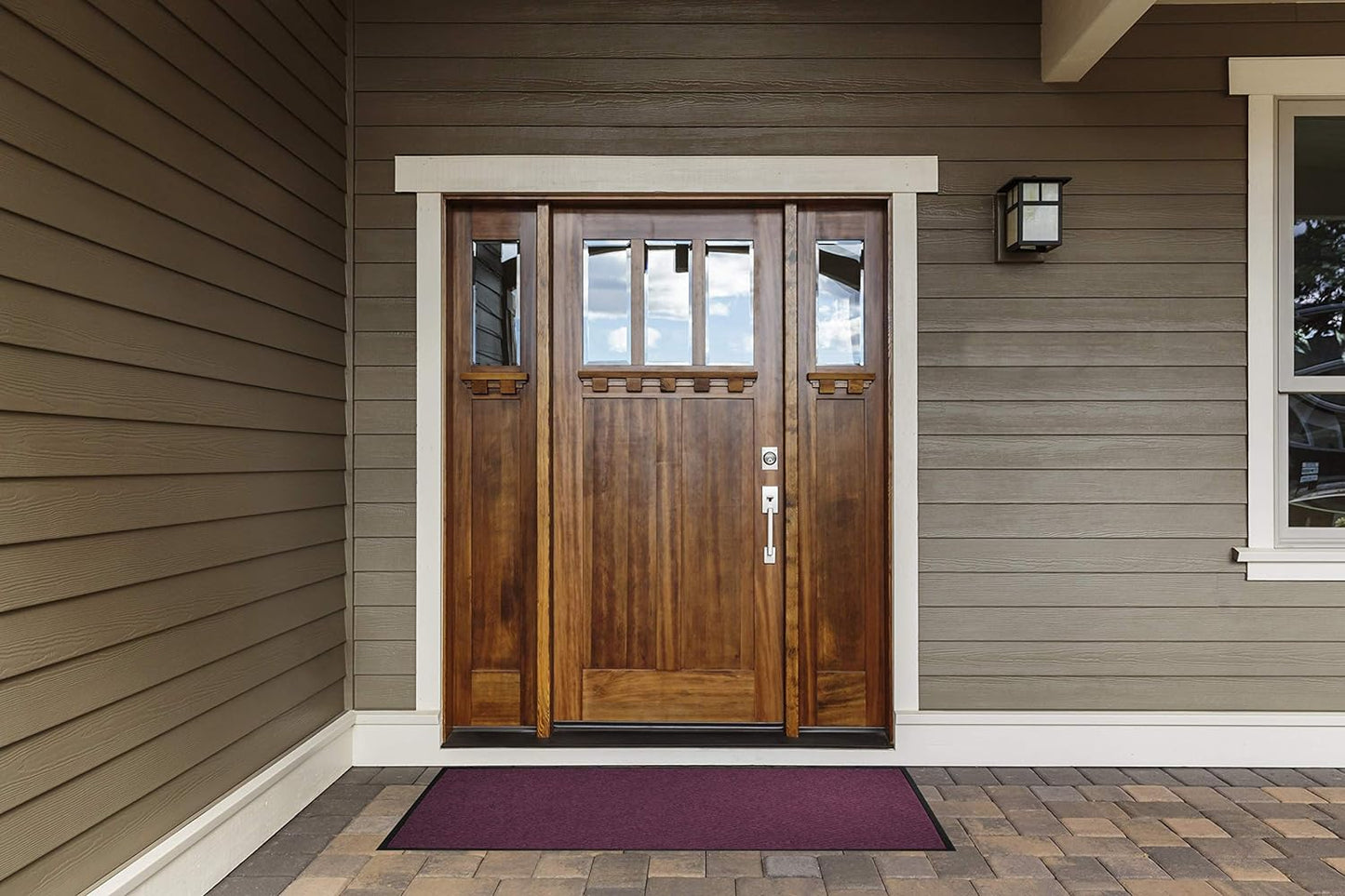 WaterHog Diamond | Commercial-Grade Entrance Mat with Rubber Border – Indoor/Outdoor, Quick Drying, Stain Resistant Door Mat (Medium Blue, 4' x 10')