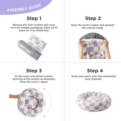 LE SURE Donut Small Dog Bed - Round Cat Beds for Indoor Cats Calming Pet Beds, Cute Modern Beds with Jacquard Shaggy Plush & Anti Slip Bottom, 23 Inch, Purple