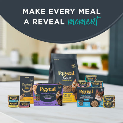 Reveal Natural Wet Canned Cat Food, Limited Ingredient, Grain Free, Protein with No Artificial Additives, Fish Variety in Broth (20 x 2.47 oz Cans)